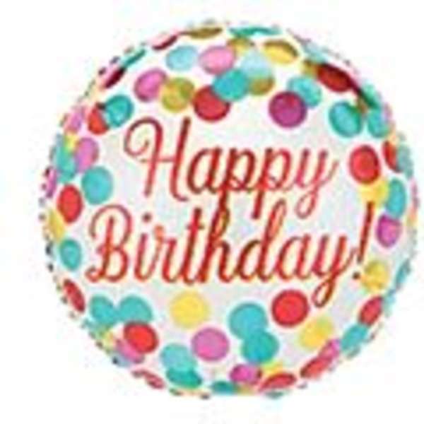 18" White Polka Dot Happy Birthday