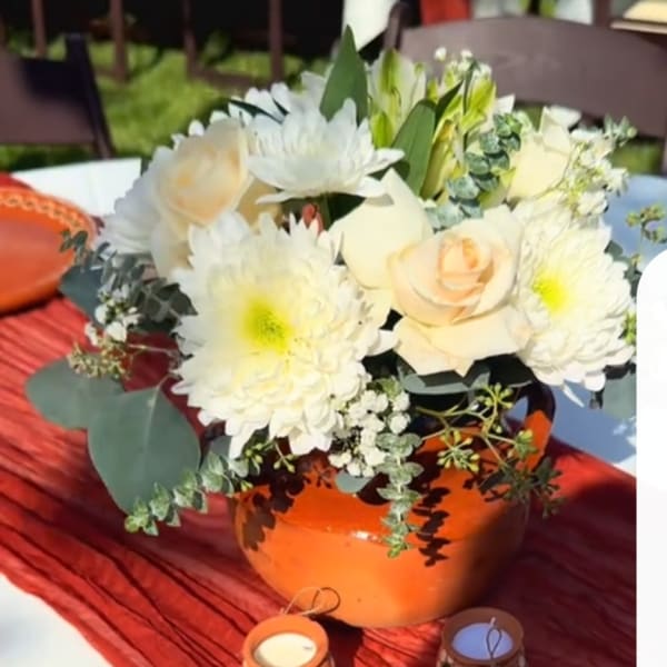 Clay pot floral arrangement