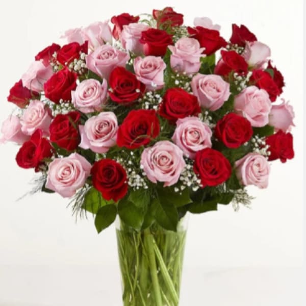 Long Stem Pink & Red Roses