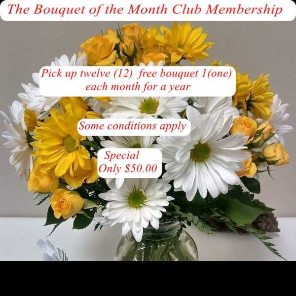 Yellow roses and white daisies in a glass vase with text overlays