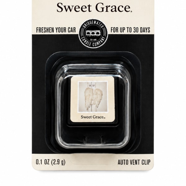 Packaged car air freshener clip labeled Sweet Grace
