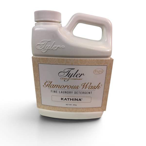 Bottle of Tyler Glamorous Wash fine laundry detergent in a cardboard sleeve