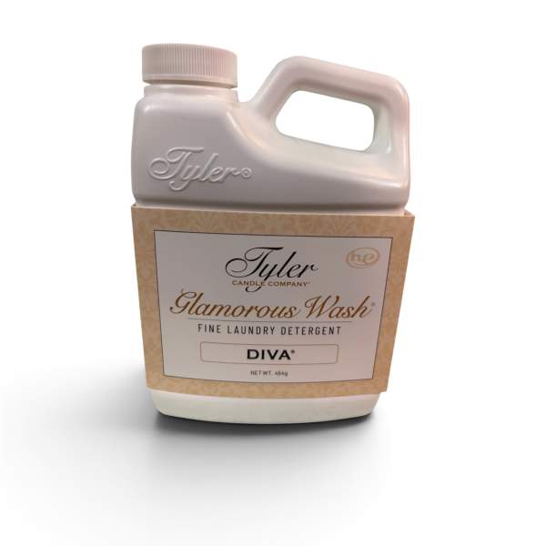 Bottle of Tyler Glamorous Wash laundry detergent in a cardboard sleeve