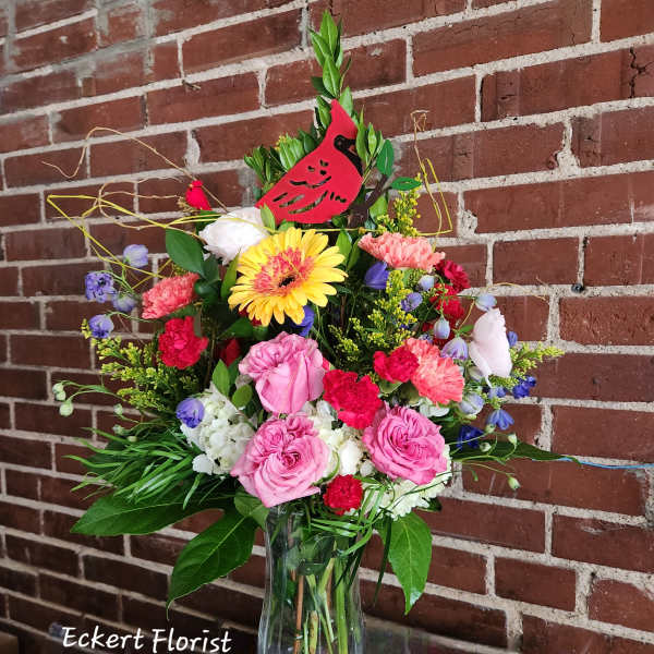 Eckert Florist's Cardinal Stake Bouquet