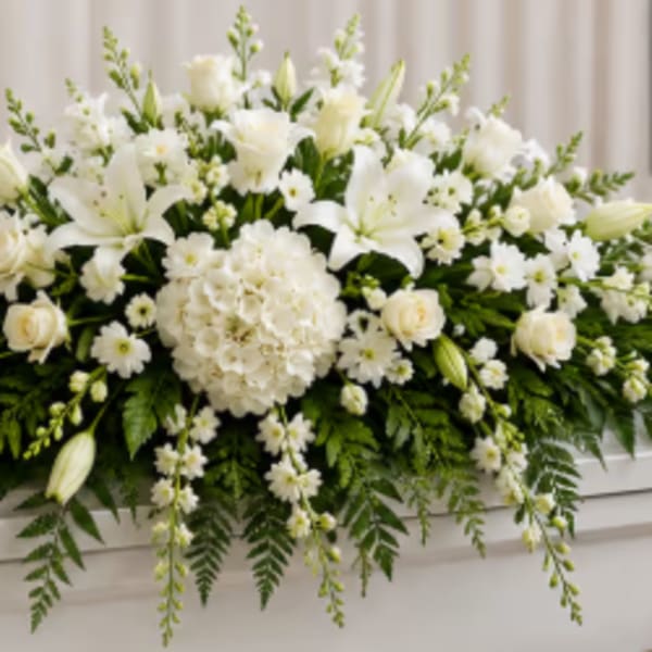 All White Casket Spray