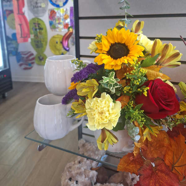 White Pumpkin Mug Bouquet