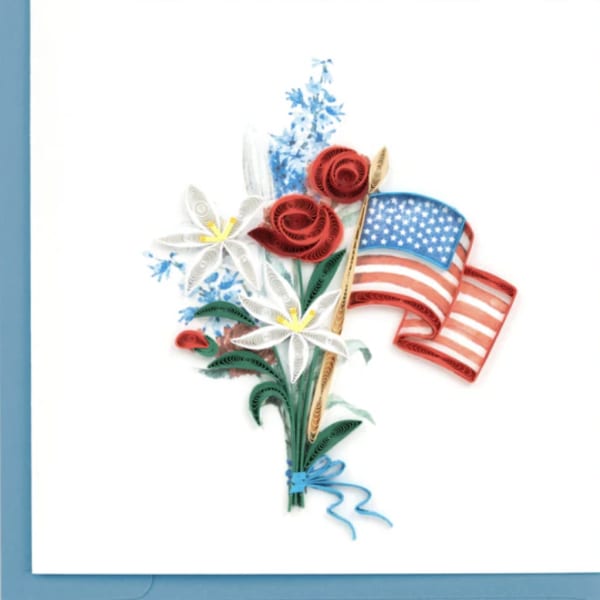 Paper flower bouquet with an American flag motif