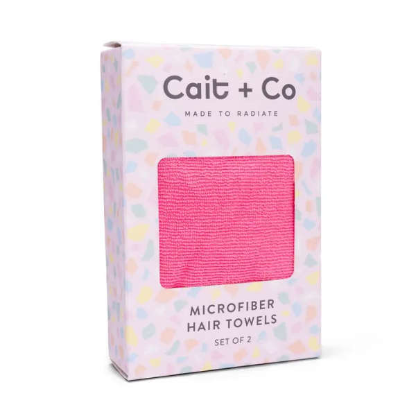 Boxed set of pink microfiber hair towels