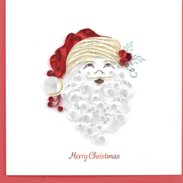 Christmas card with a quilled Santa face and Merry Christmas text