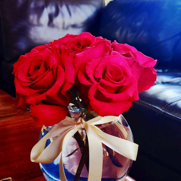 Small Red Roses by the Dozen (no greens)