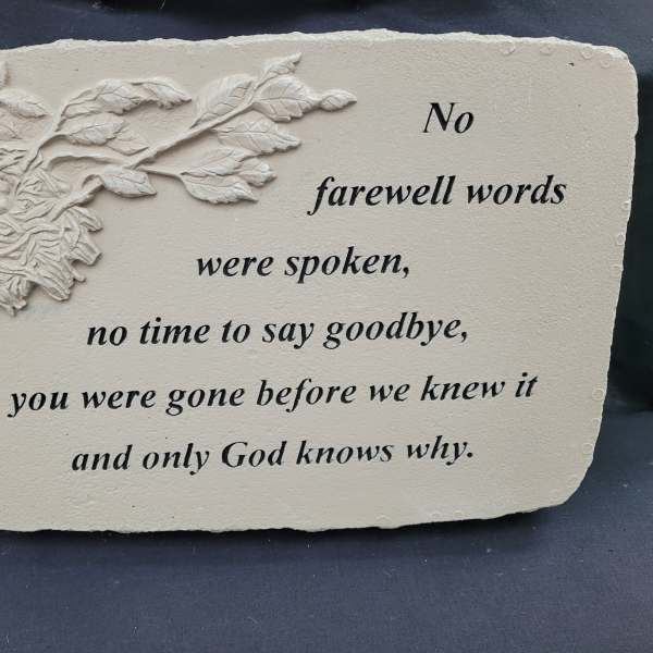 "Farewell Words" Concrete Stone with Easel