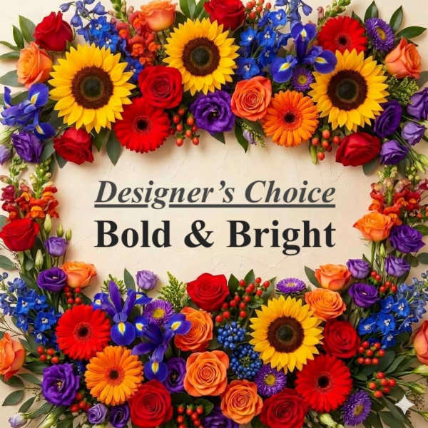Bold & Bright Designer's Choice Vased Arrangement