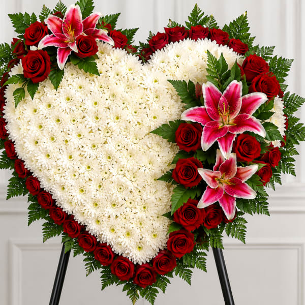 18in Full Heart White w/Red