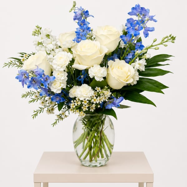 Elegant Blue & Ivory Garden Bouquet