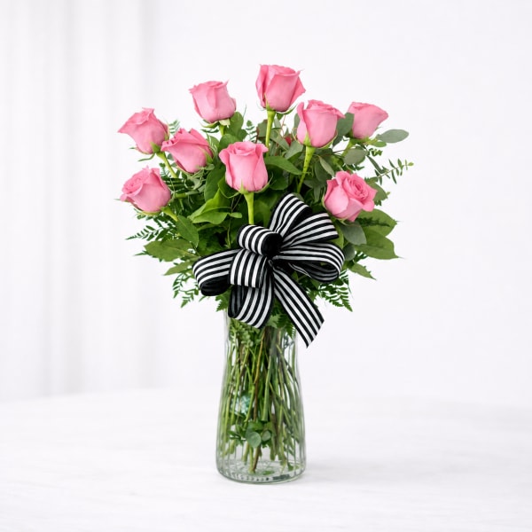One Dozen Pink Roses