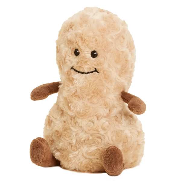 Plush smiling teddy bear with tan fur and brown limbs