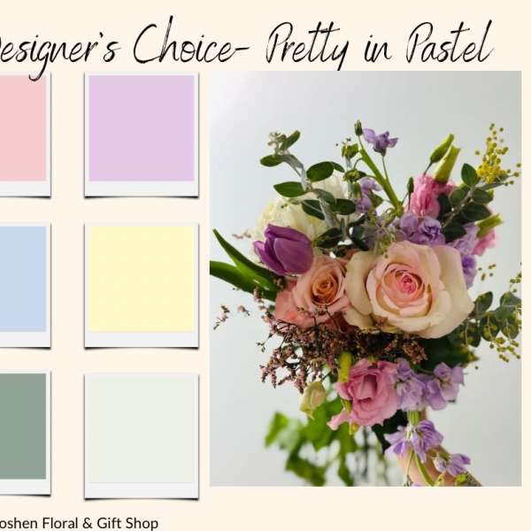Pastel bouquet with pink, lavender, and cream flowers