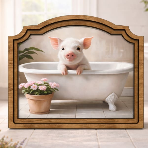 Pig In Tub Framed Art