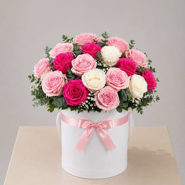 Blush & Pink Rose Hat Box – Tall