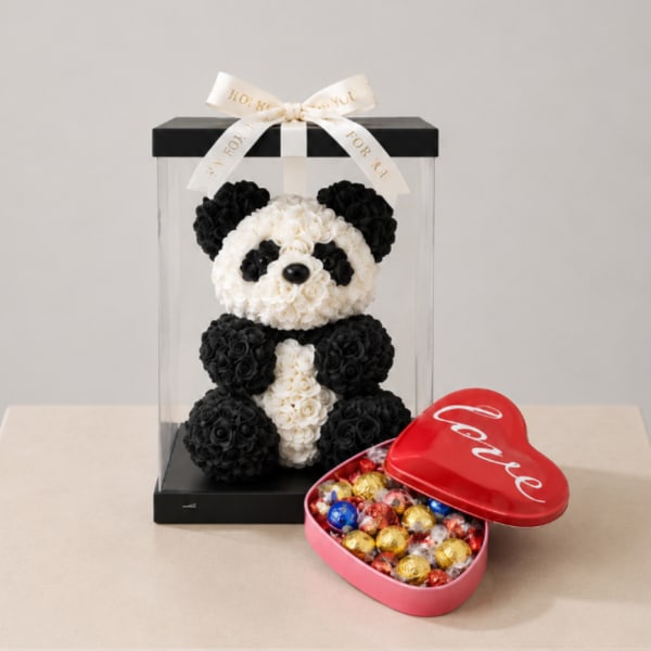 Rose Panda & Chocolate Love Gift Set