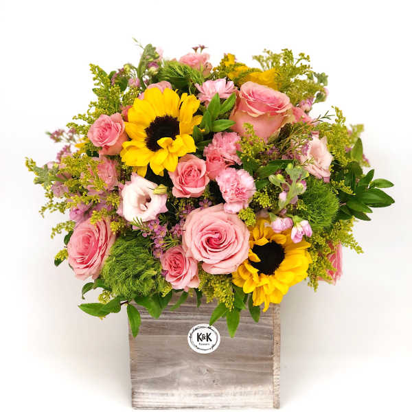 Tall wood box arrangement Bright