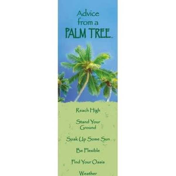 Bookmark with palm tree illustration and motivational text