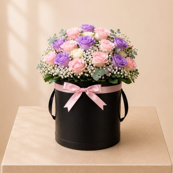 Pastel Garden Rose Hatbox – Tall