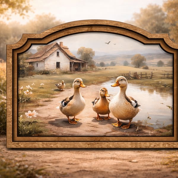 Farmhouse Ducks Framed Art