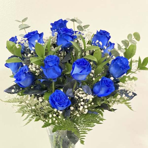 24 blue roses