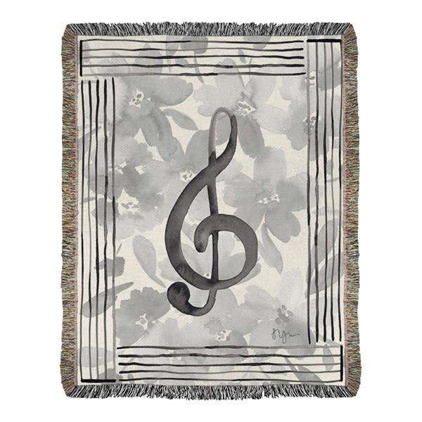 Music note with flowers Throw