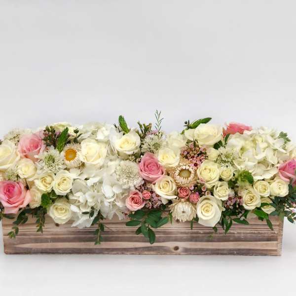 Pink and White long wood box