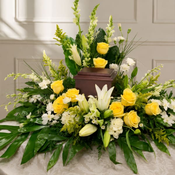 Yellow and White Cremation Wreath