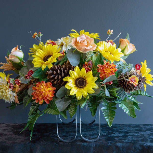 Yellow & Orange Artificial Fall Cemetery Saddle