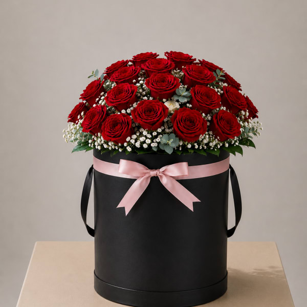 Classic Red Rose Hatbox – Tall