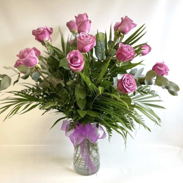 18 Lavender Roses by Barb’s Flowers