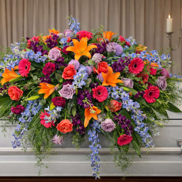 Vibrant Garden Remembrance Full Casket Spray