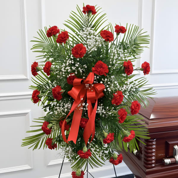 Forever in Our Hearts Red Carnation Standing Spray