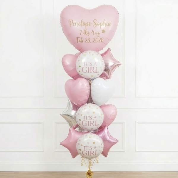 Little Princess Personalized Balloon Bouquet By Black Cat Florist