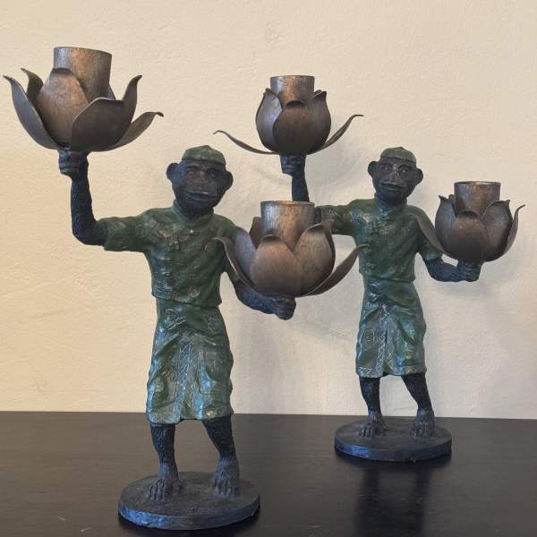 Vintage Asian Monkey Candle Holders (Set)