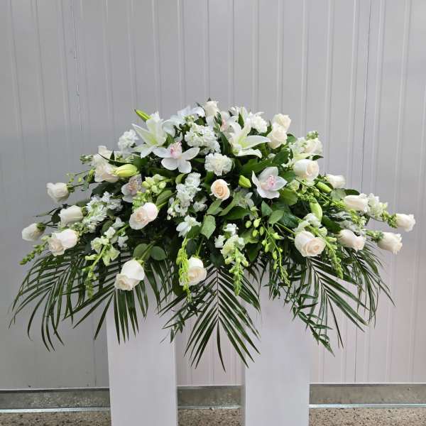 All White Casket Spray