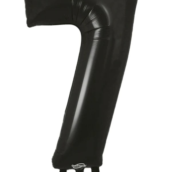 Black number 7 balloon on a white background