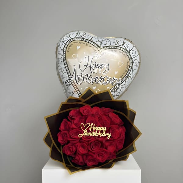 Anniversary Rose Bouquet with Balloon