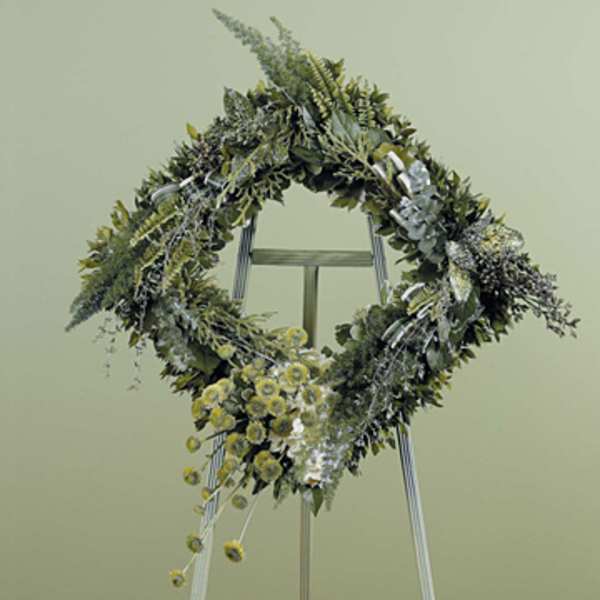 GREEN SQUARE WREATH FROM ROMA FLORIST