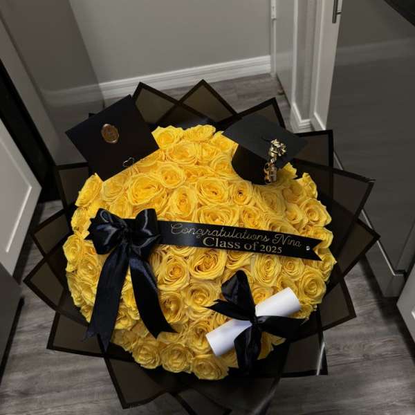 75 Roses Premium Graduation Bouquet – Fresh Flower Arrangement