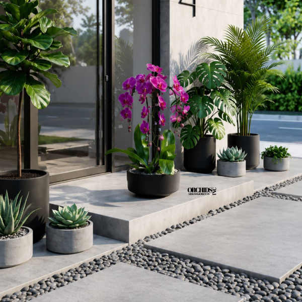 Purple Phalaenopsis Orchid Arrangement – Triple Stem Signature Design