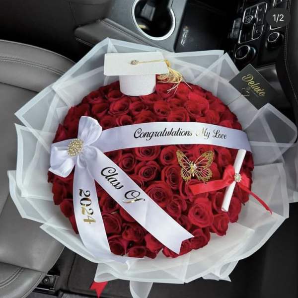 Luxury Graduation Bouquet with 50 Fresh Roses