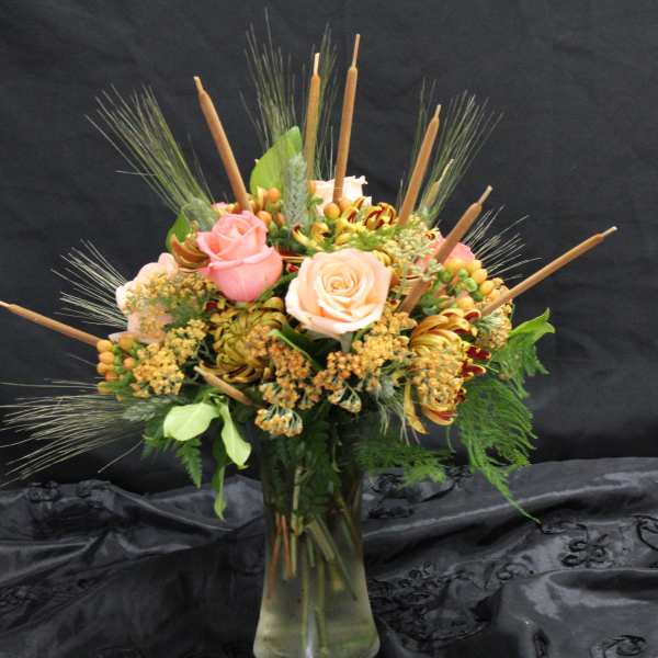 Blush and Peach Fall Vase Arrangement