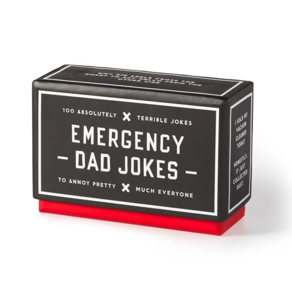 Black box of dad jokes with a red base