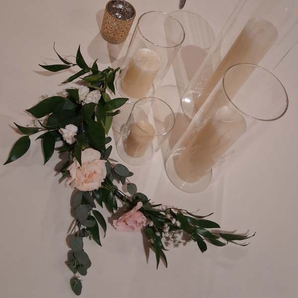Victoria's wedding reception "half moon" table garland