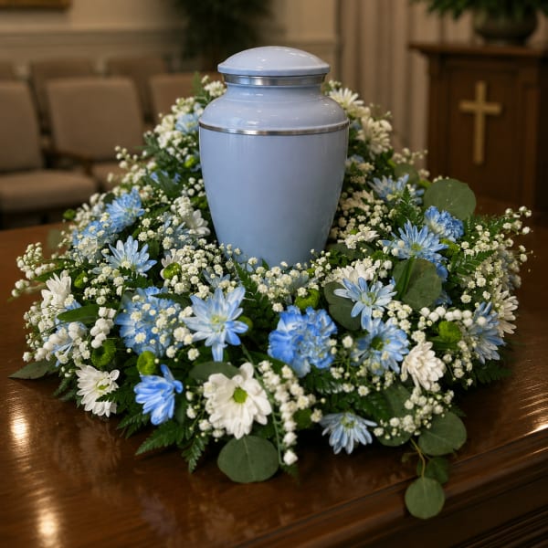 Shades of Blue Urn wreath